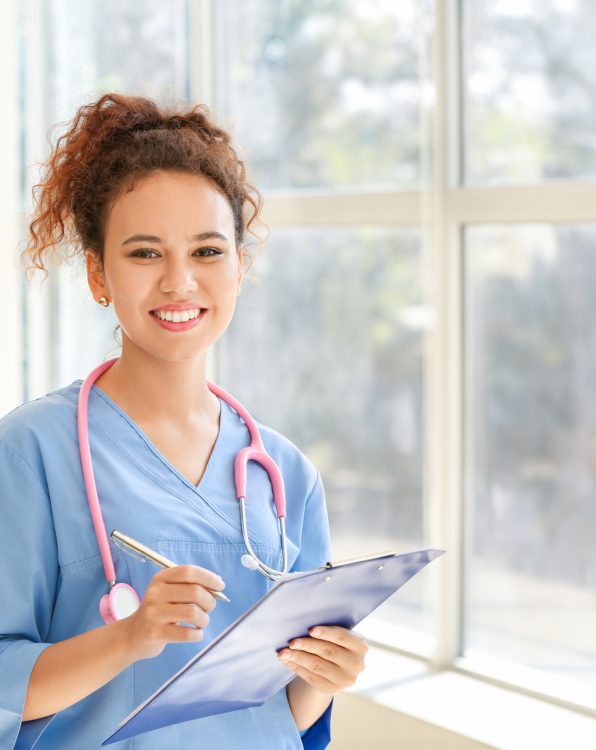 Young African-American nurse in clinic Young African-American nurse in clinic